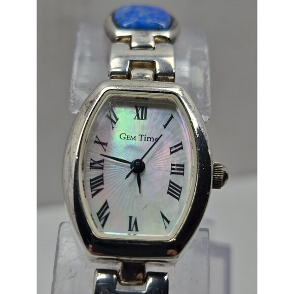 Gem Time Sterling Silver Quartz Gemstone Bracelet Watch Lapis New Battery 925 - Picture 4 of 11
